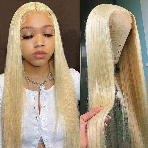 “Khloe B” 613 Blonde Straight Lace Frontal Easy-Install Wig, 150% Density, Shop Now, Pay Later.